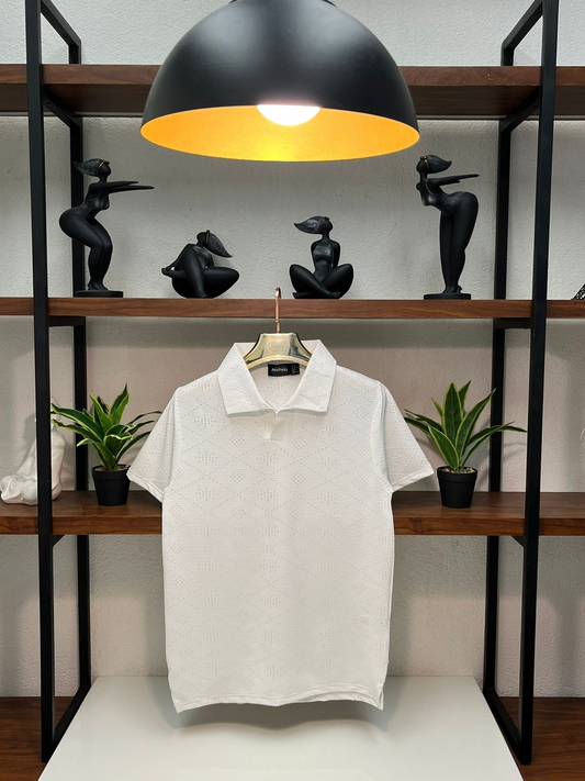 Men's Classic Knitted Collar T-Shirt | White