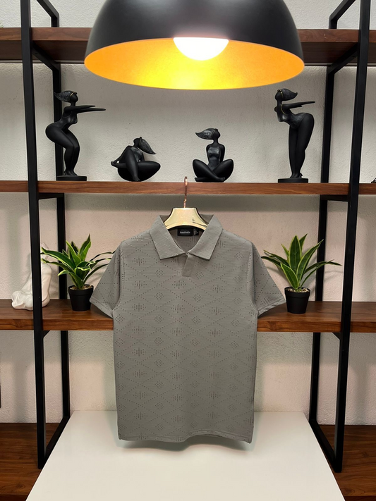 Men's Classic Knitted Collar T-Shirt | Grey